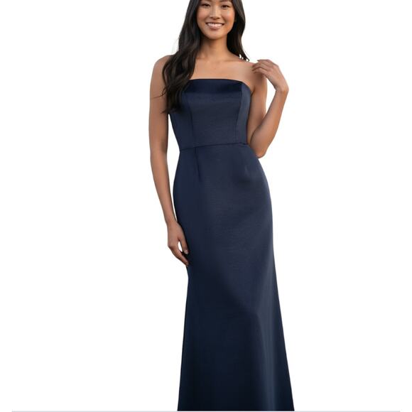 Jenny Yoo Paige Dress Strapless Luxe Faille Bridesmaid Gown Navy 10 - Picture 1 of 10